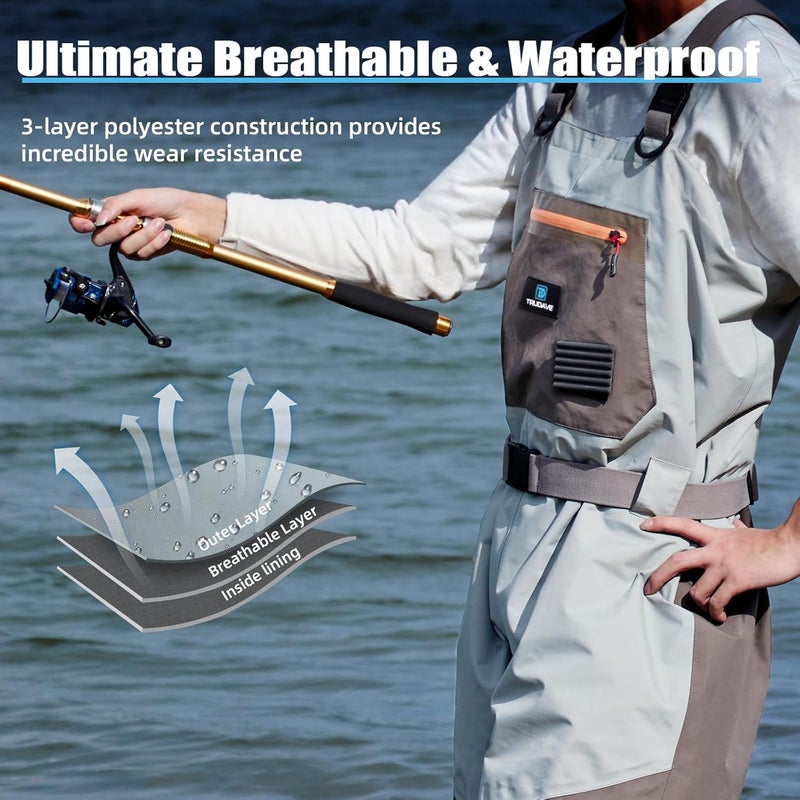 Trudave Store Fishing Waders, Waterproof Chest Waders for Men & Women, Lightweight Insulated Stockingfoot Waders Breathable Fly Fishing Waders for Fishing Hunting - Image 3